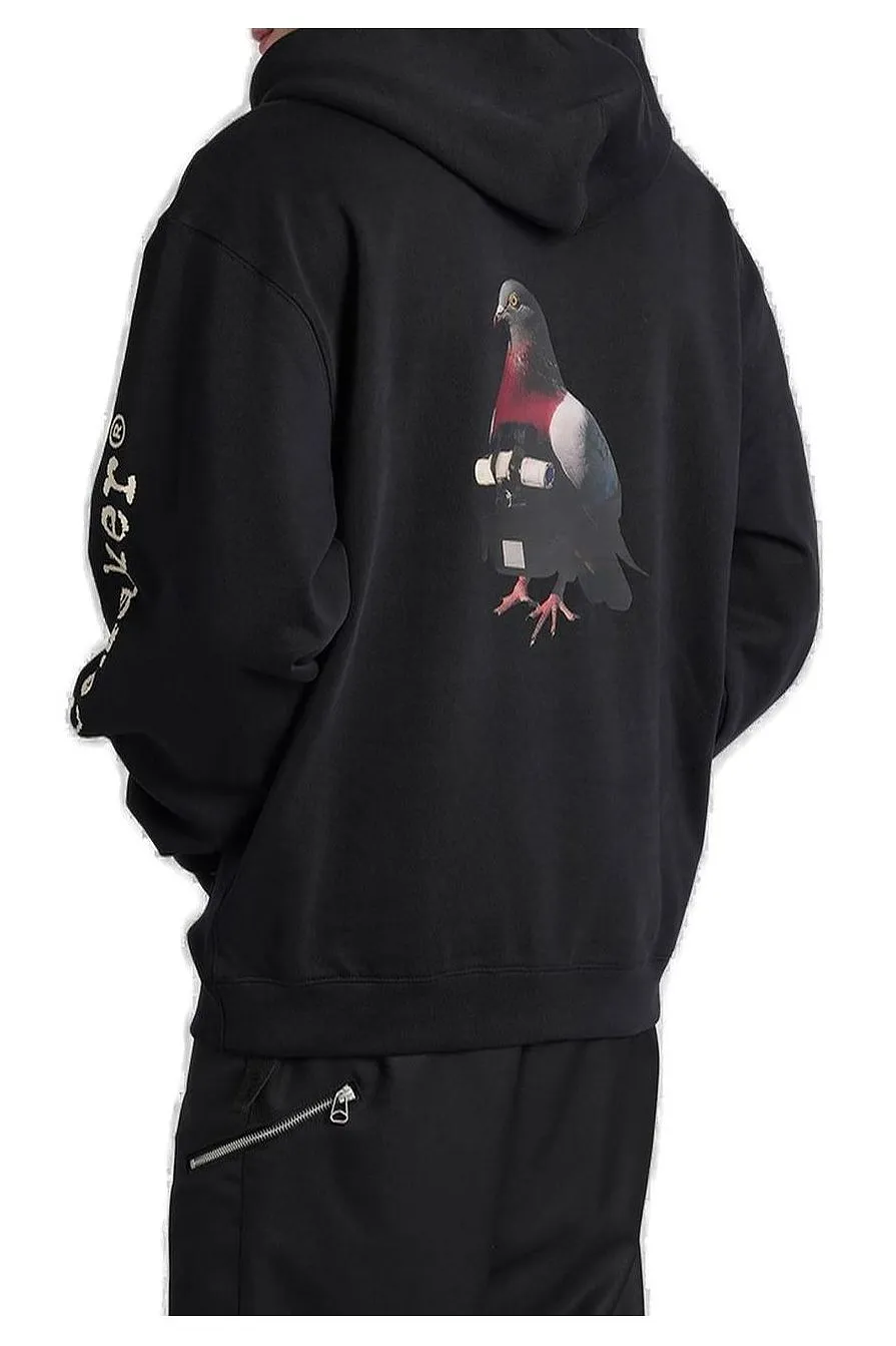 Peacemaker Pigeon Printed Drawstring Hoodie