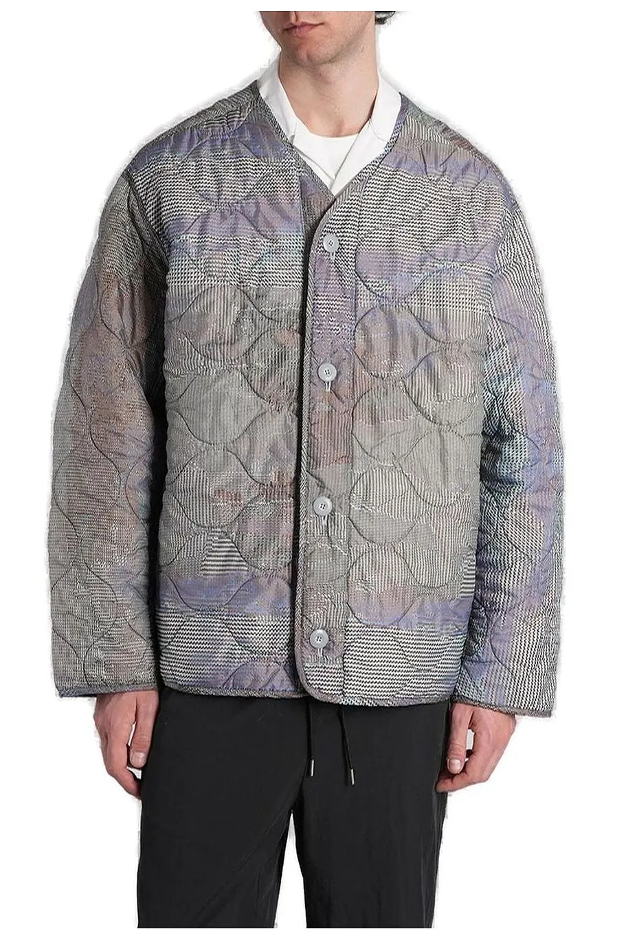 Oamc Peacemaker V-Neck Buttoned Quilted Jacket
