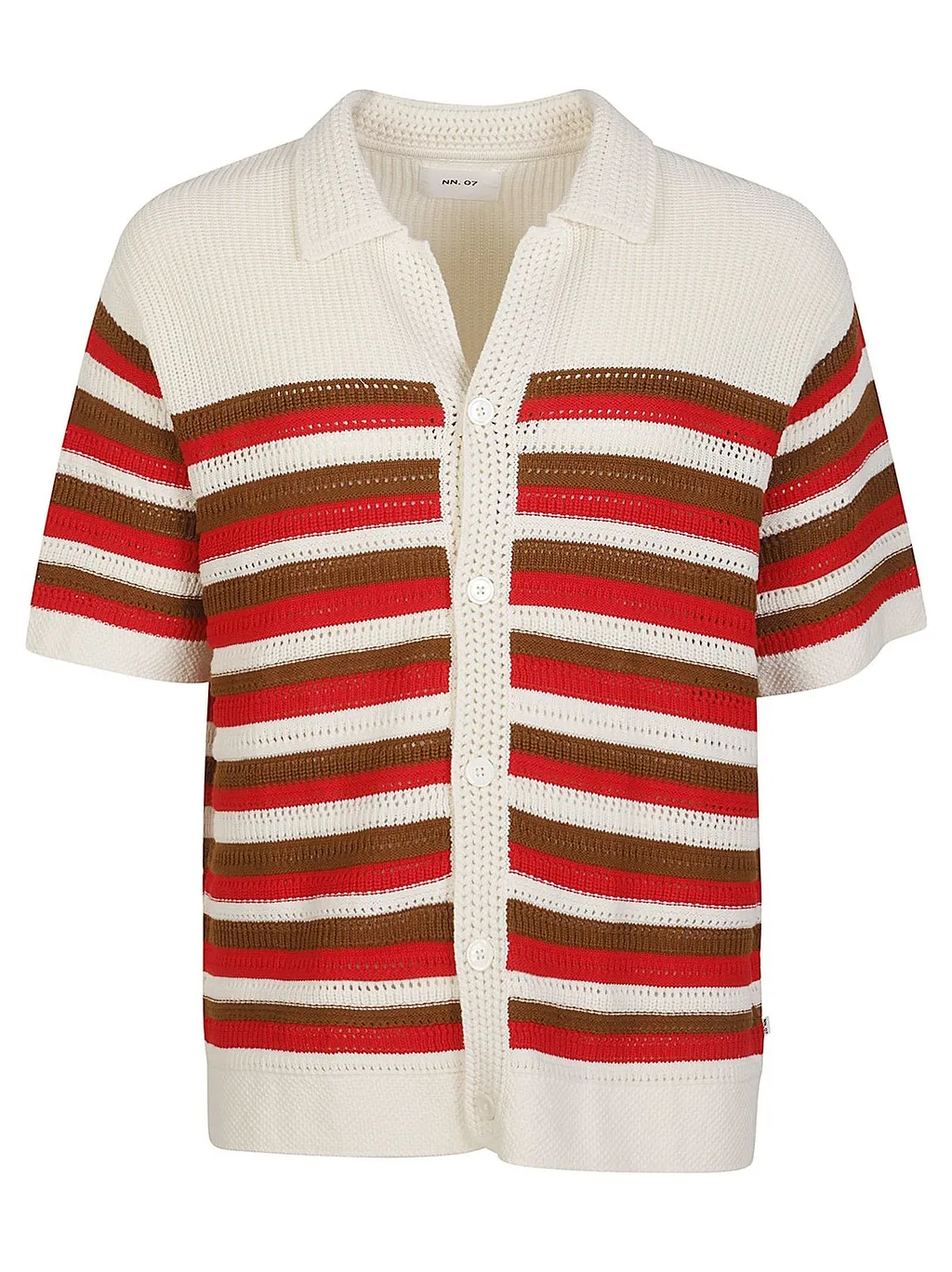 Nn.07 Striped Button Knit Polo Sweater