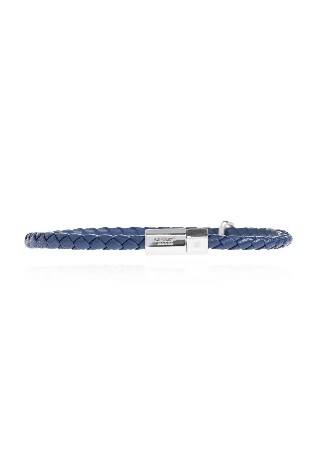 Off-White Braided Leather Logo Charm Bracelet