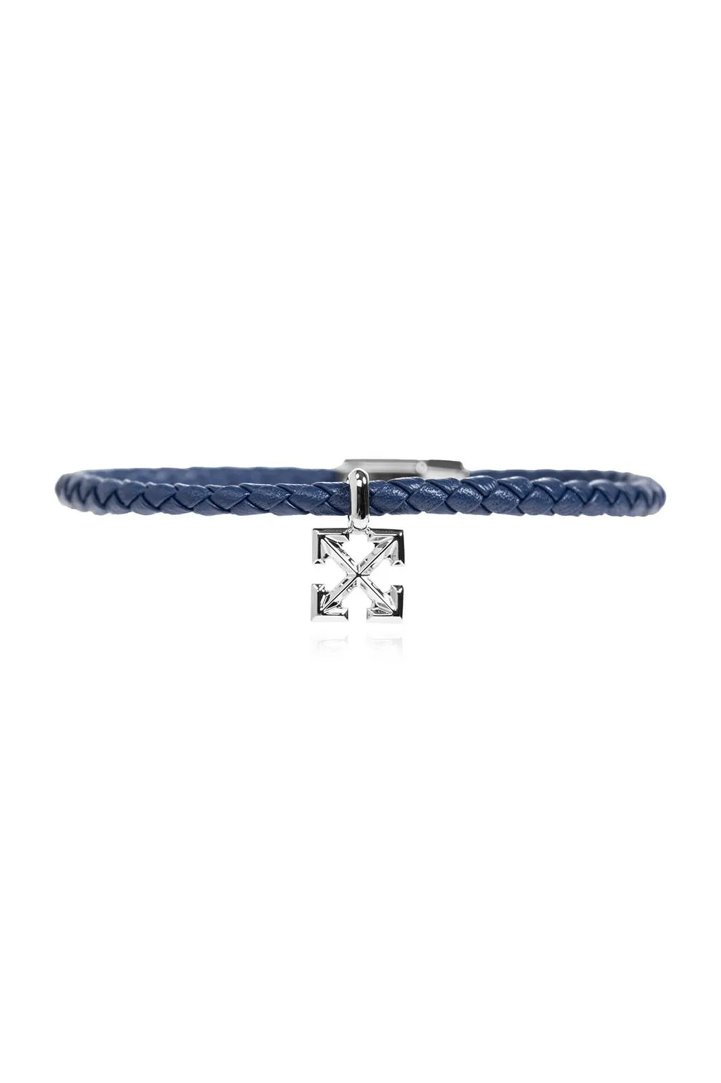 Off-White Braided Leather Logo Charm Bracelet