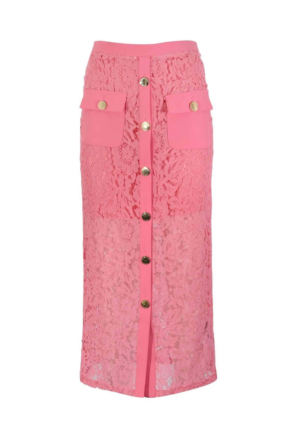 No Secrets Buttoned Lace Midi Skirt
