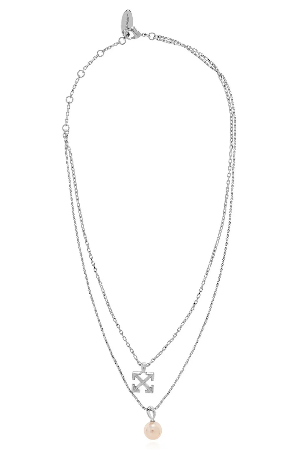 Logo Pearl Pendant Necklace