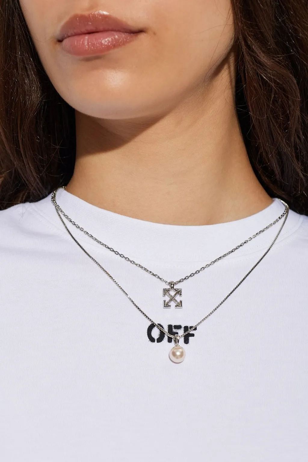 Logo Pearl Pendant Necklace