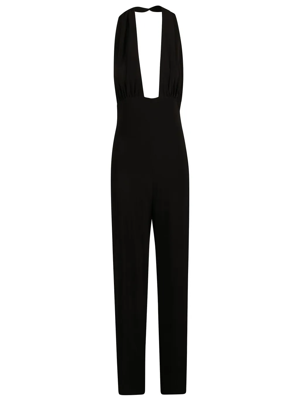 Norma Kamali Cross Halter Straight-Leg Jumpsuit