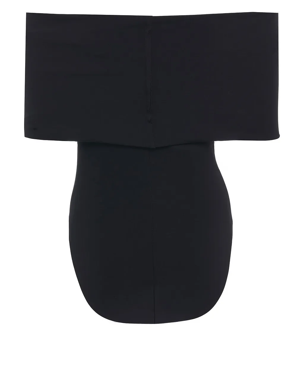Norma Kamali Off-Shoulder Draped Bodysuit Top