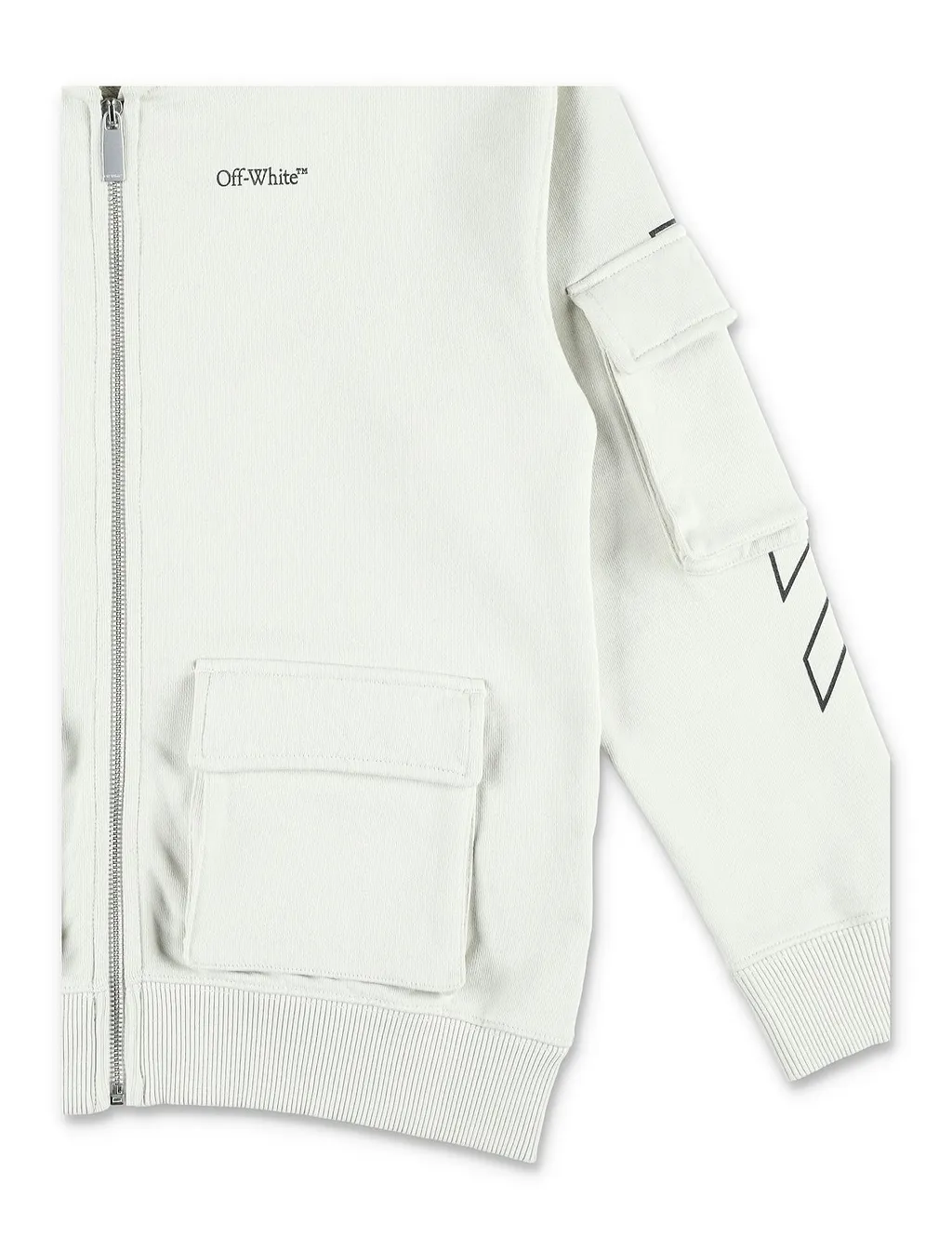 Off-White Kids Bookish Logo Printed Zip-Up Hoodie