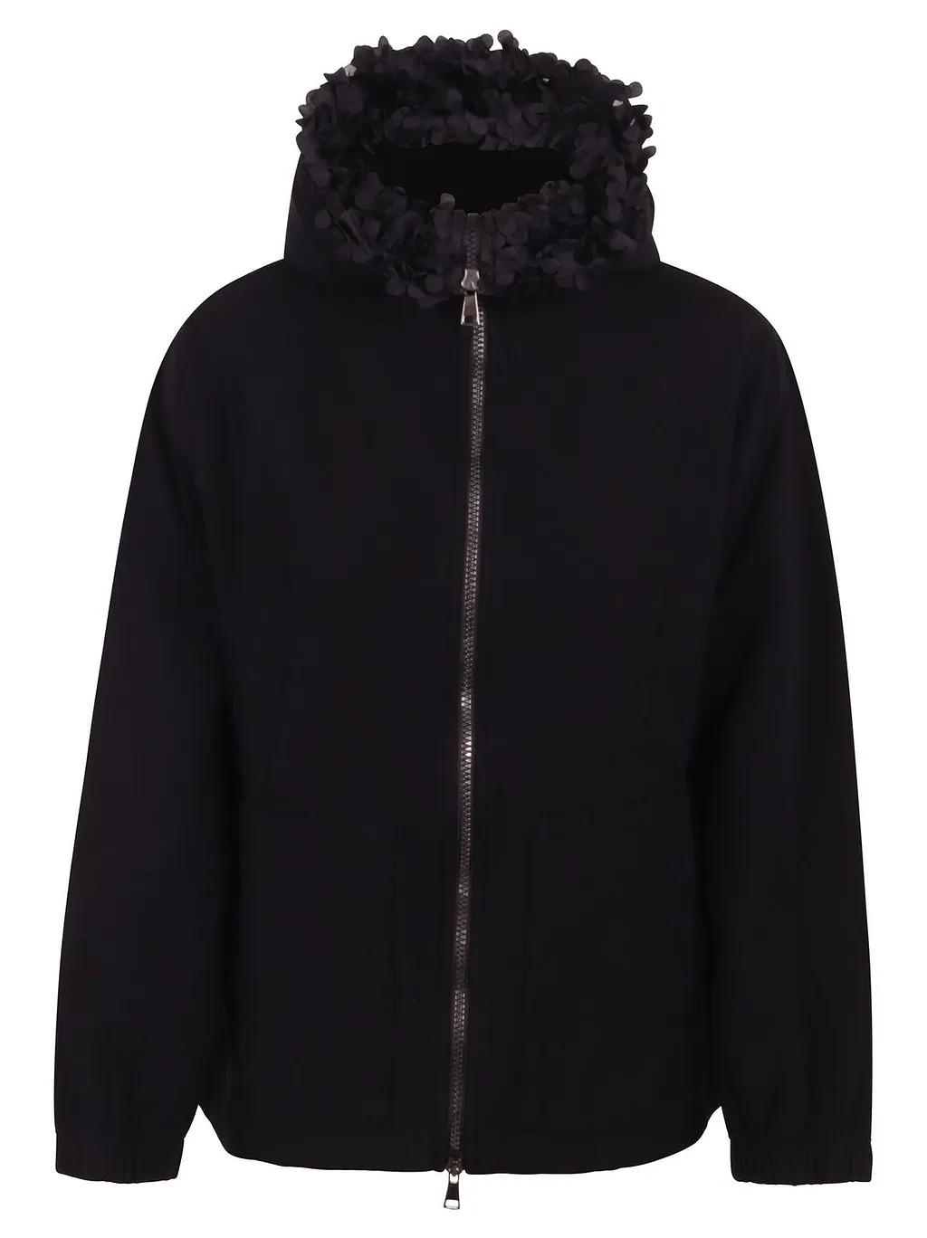 Noumeno Concept Floral-Embellished Zip-Up Hoodie