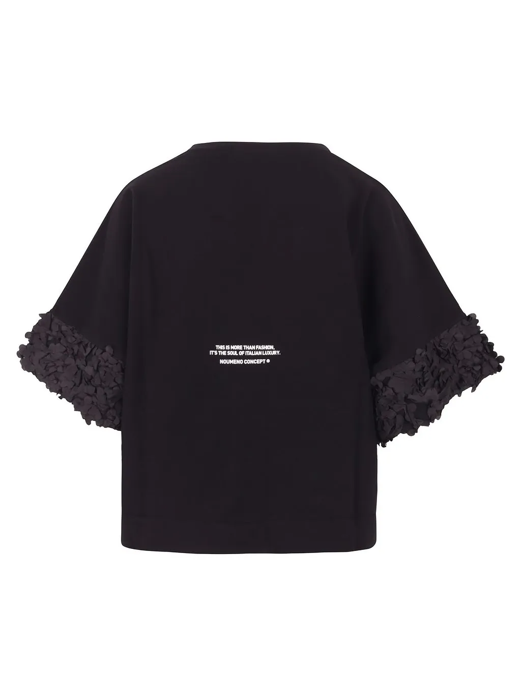 Noumeno Concept Floral-Appliqué Split-Neck Jersey Blouse