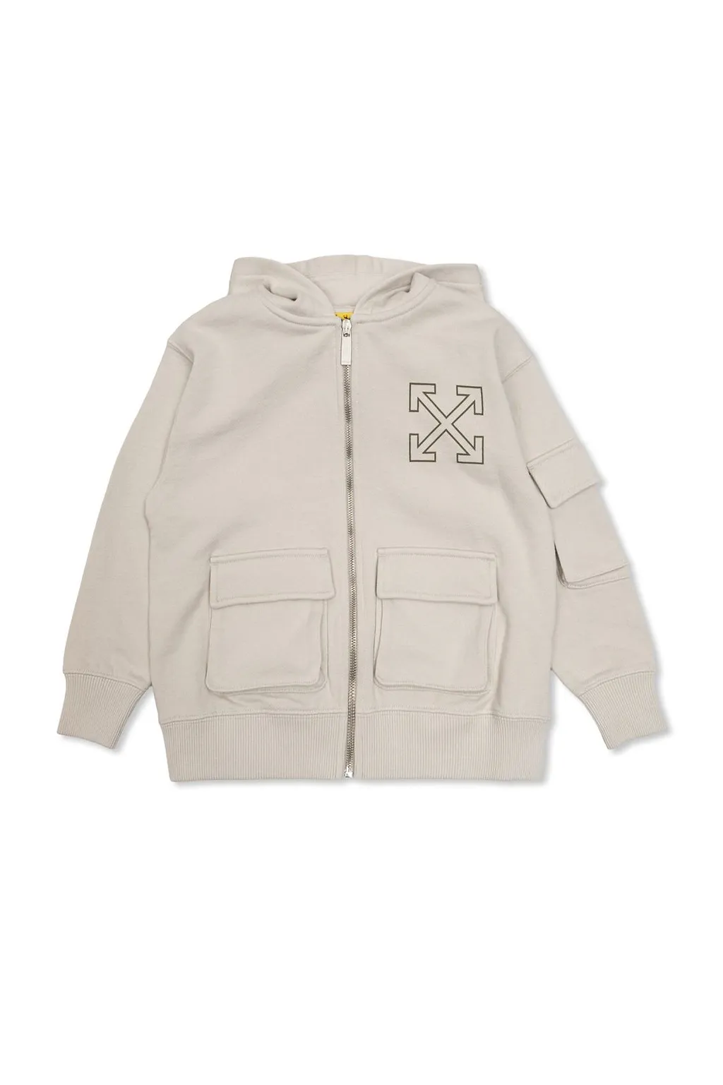 Off-White Kids Graphic-Logo Zip-Up Hoodie