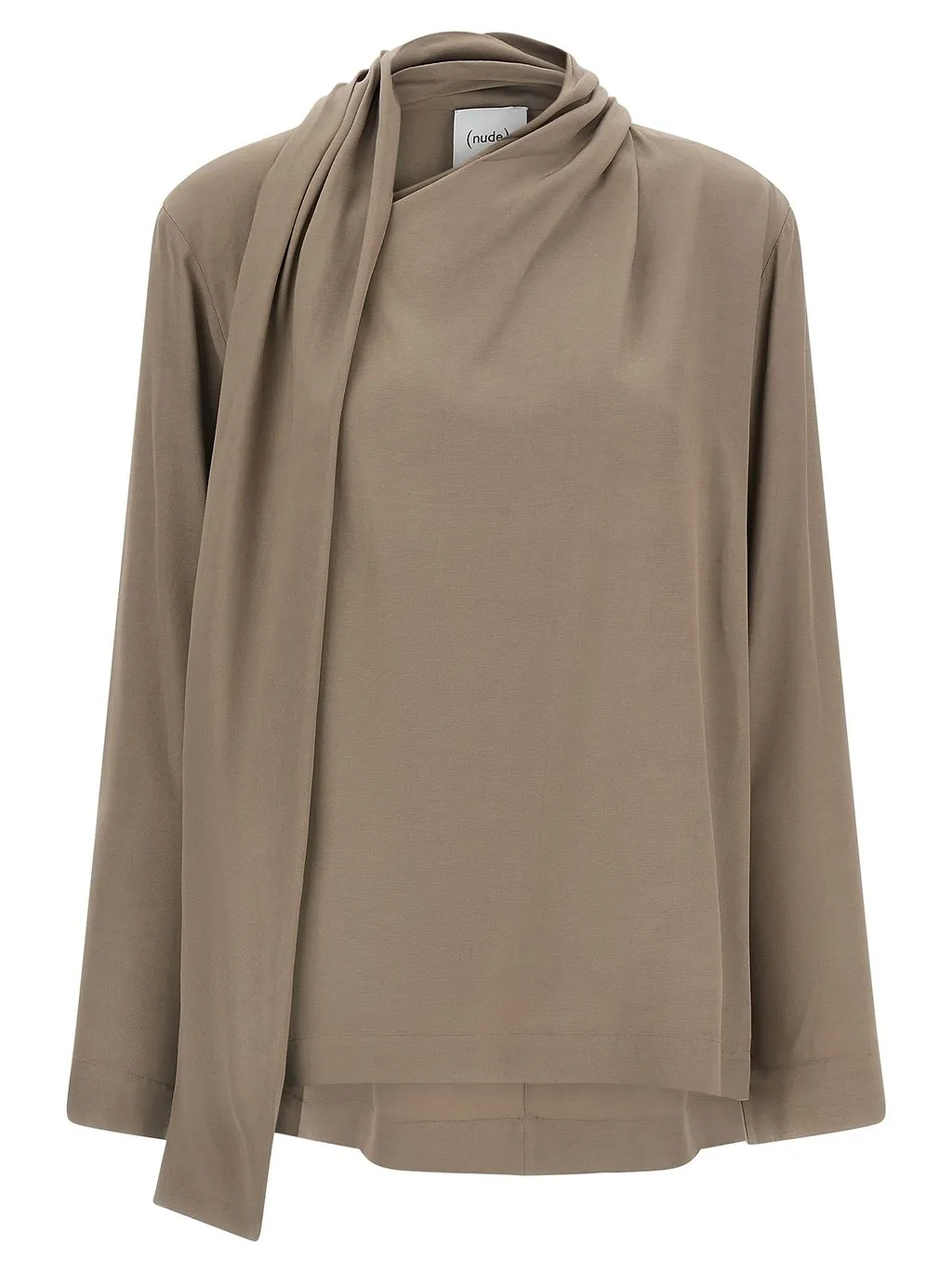 Nude Draped Scarf Panel Top