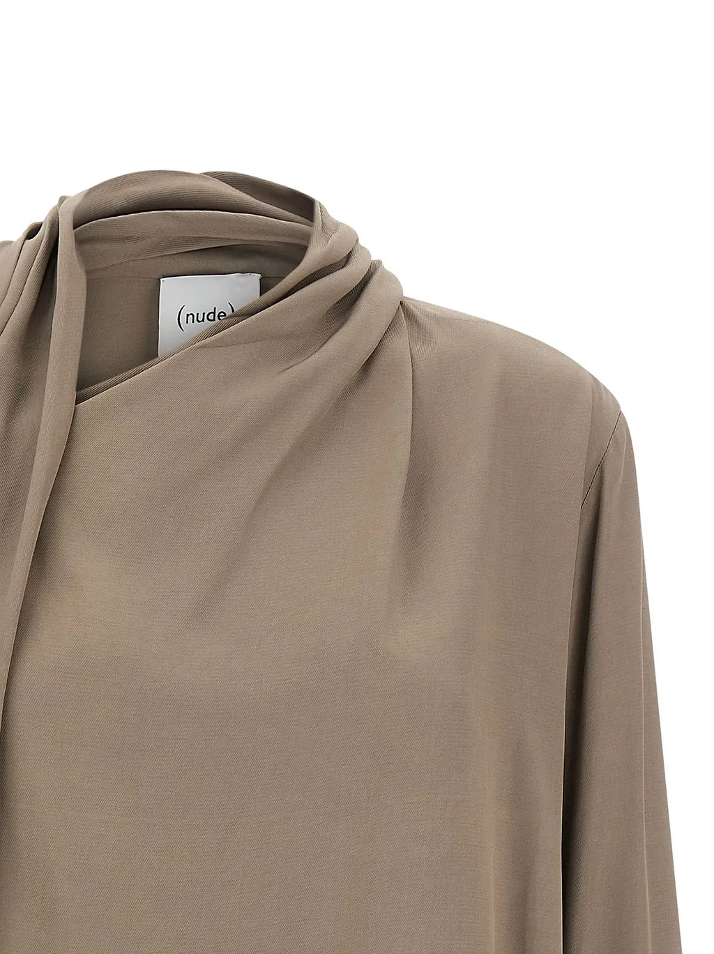 Nude Draped Scarf Panel Top