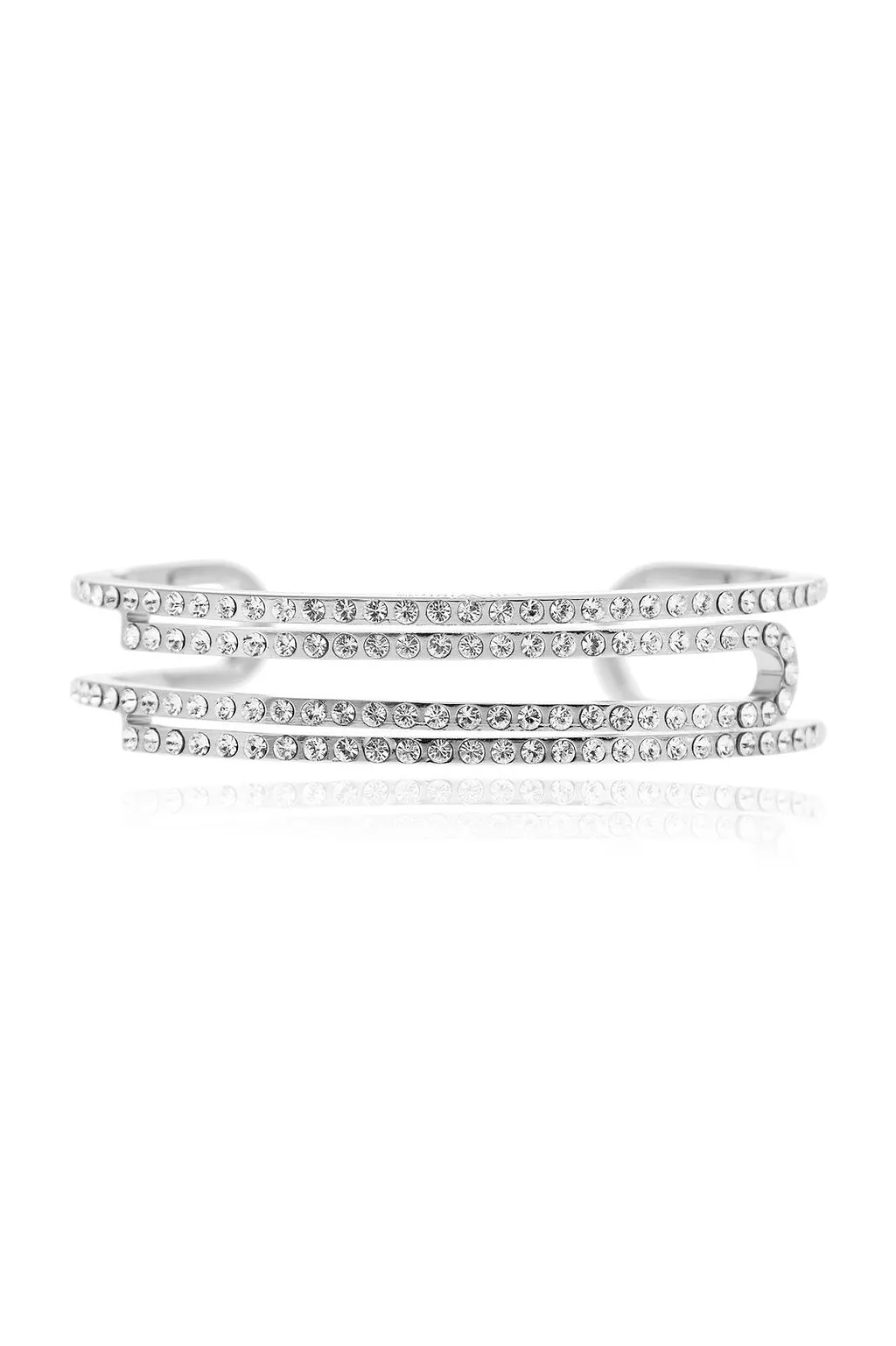 Triple Row Crystal Cuff Bracelet