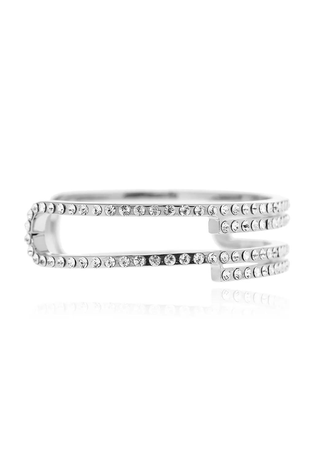 Triple Row Crystal Cuff Bracelet