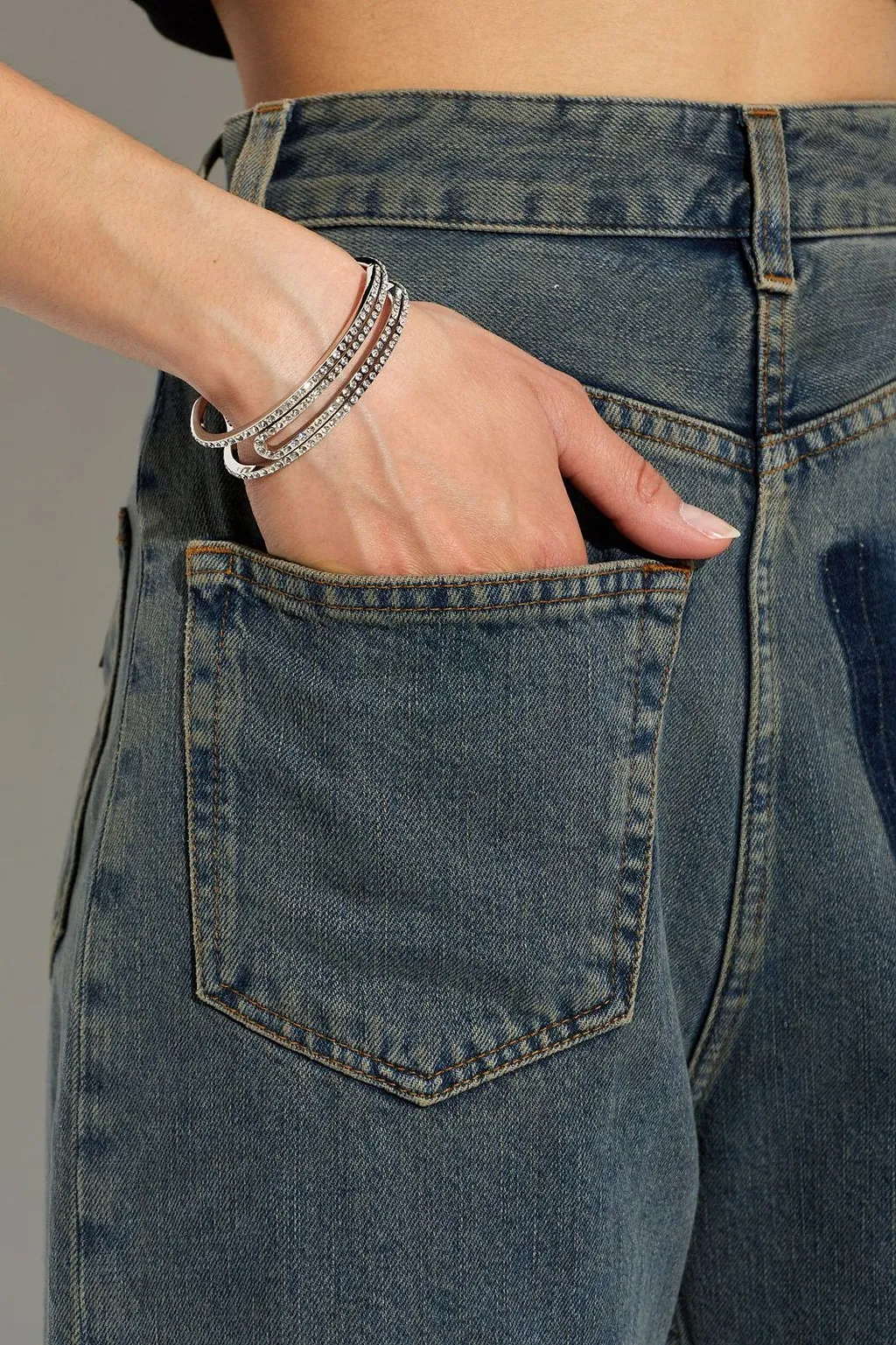 Triple Row Crystal Cuff Bracelet
