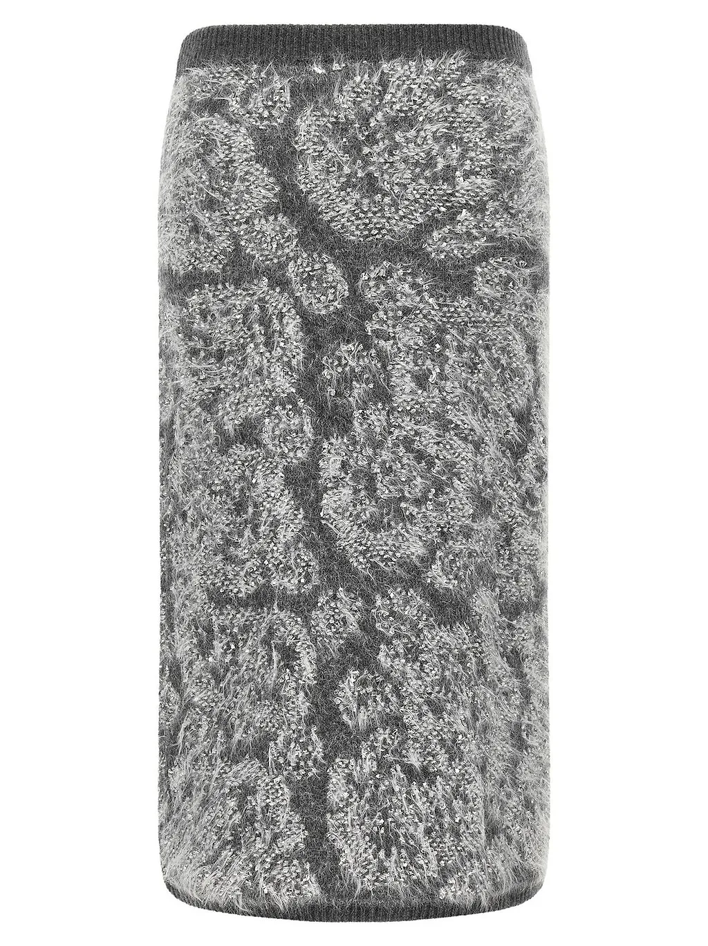 Nude Metallic Jacquard Knitted Skirt