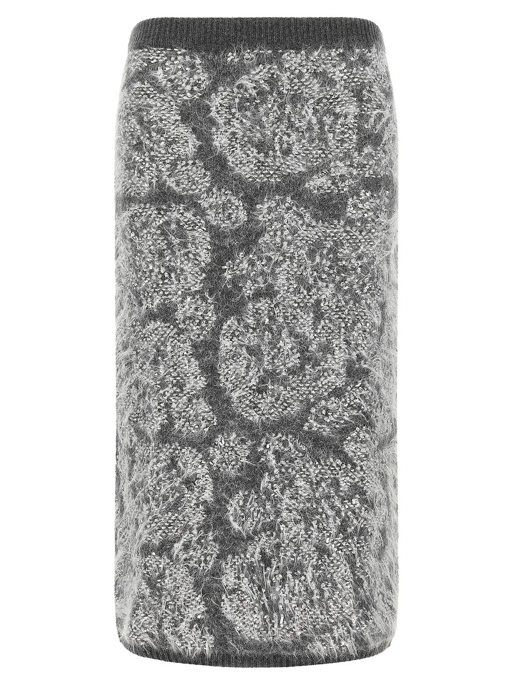 Nude Metallic Jacquard Knitted Skirt
