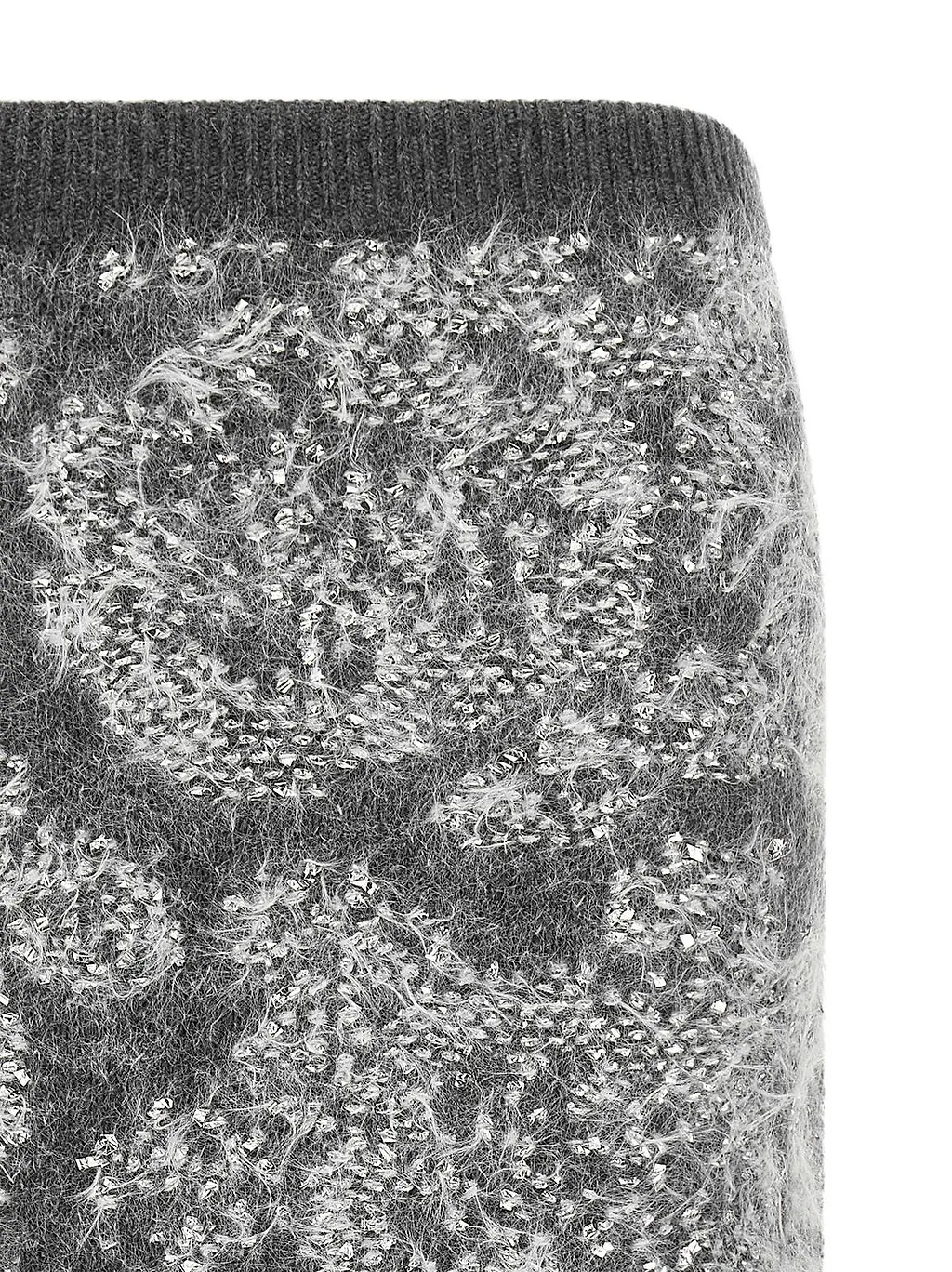 Nude Metallic Jacquard Knitted Skirt