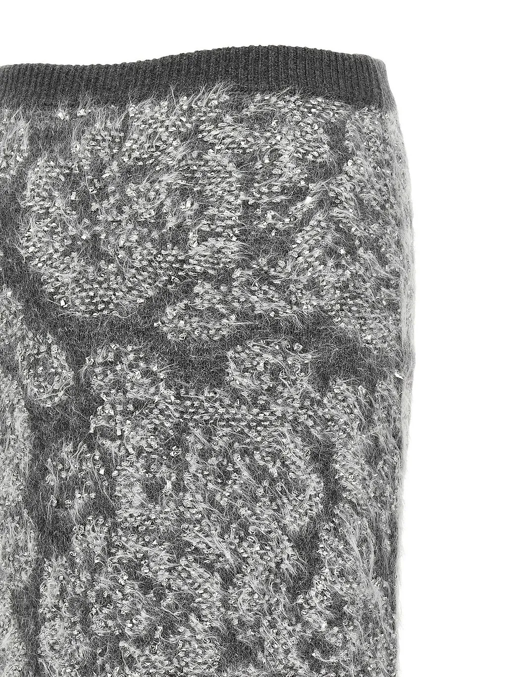 Nude Metallic Jacquard Knitted Skirt