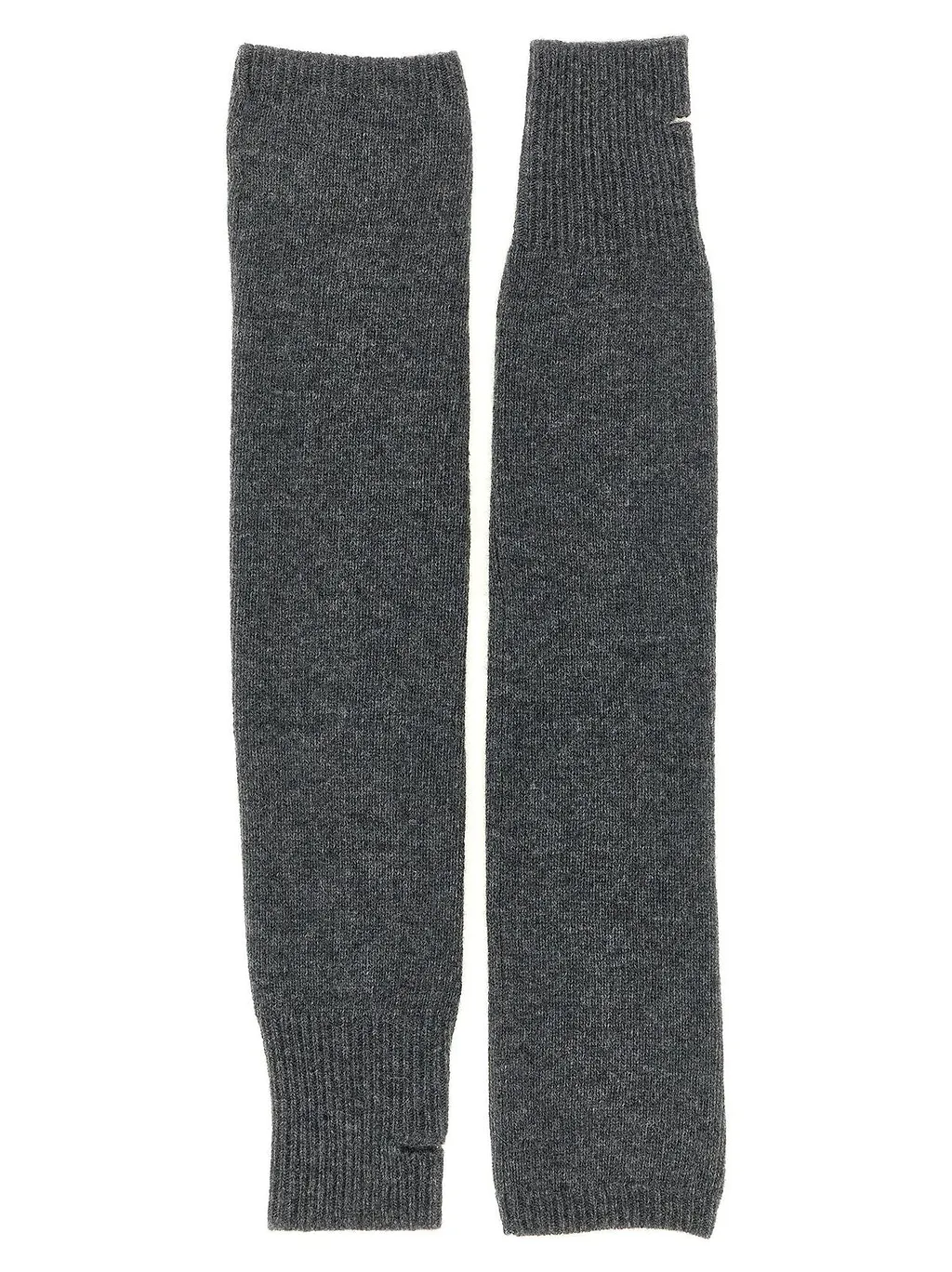 Nude Ribbed Thumb-Slit Gloves