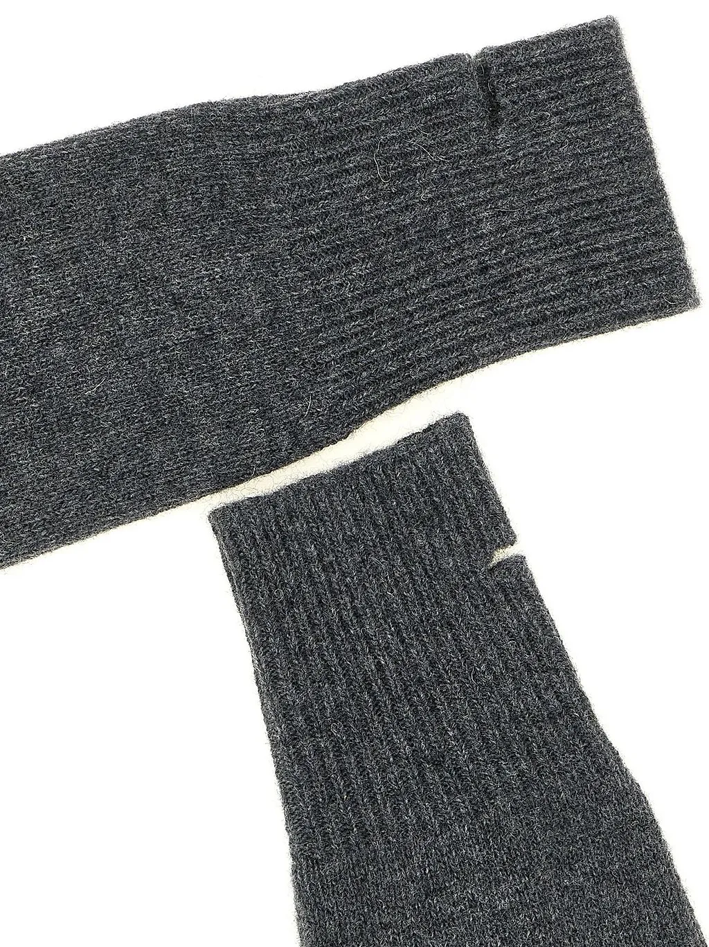 Nude Ribbed Thumb-Slit Gloves