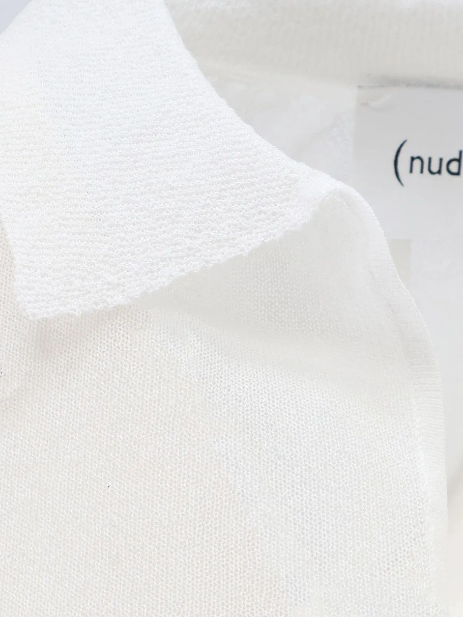 Nude Ribbed V-Neck Polo Top