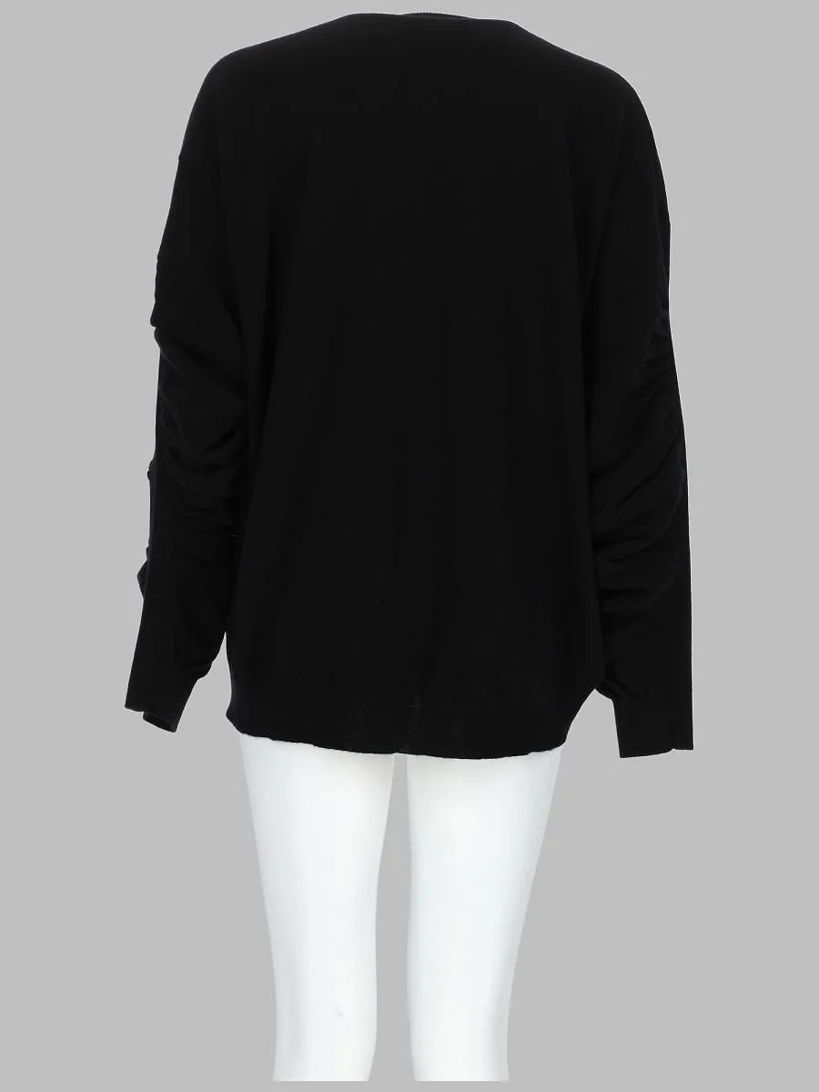 Nude Ruched Sleeve Knitted Sweater