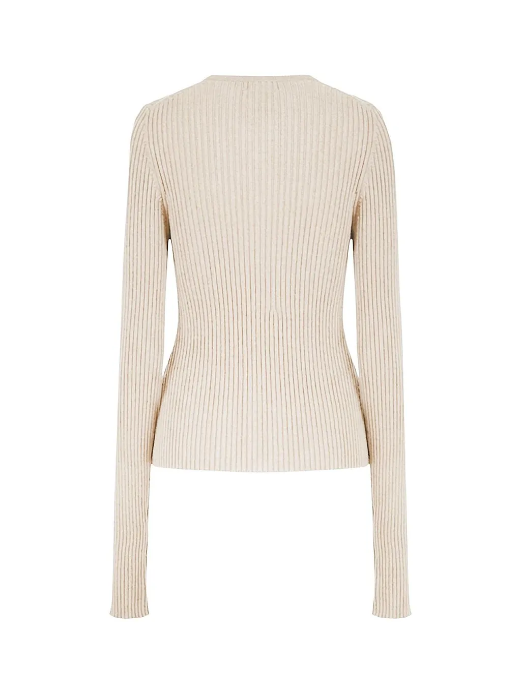 Ruffled Ribbed Knitted Sweater