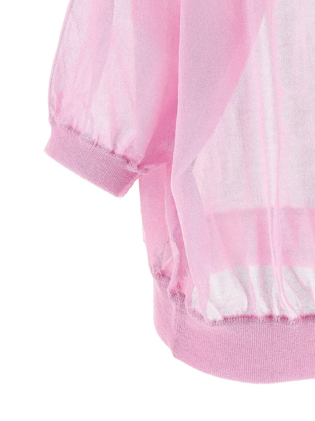 Nude Semi-Sheer Balloon-Sleeve Sweater