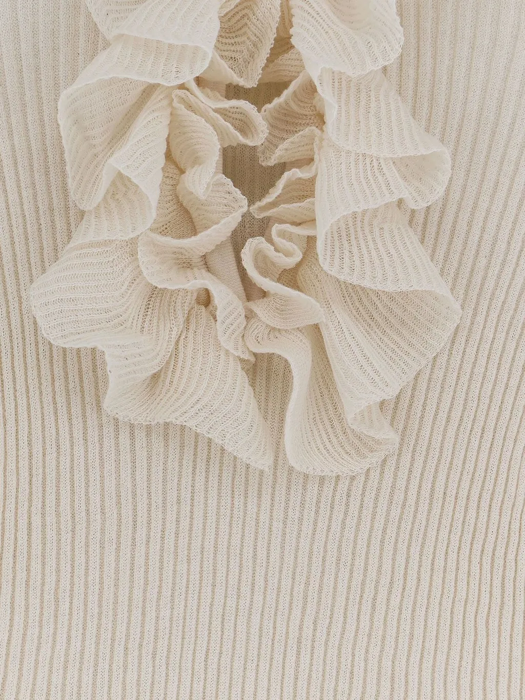 Ruffled Ribbed Knitted Sweater