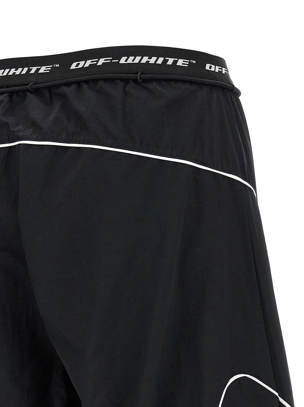 Off-White Logo Band Drawstring Wide Leg Pants