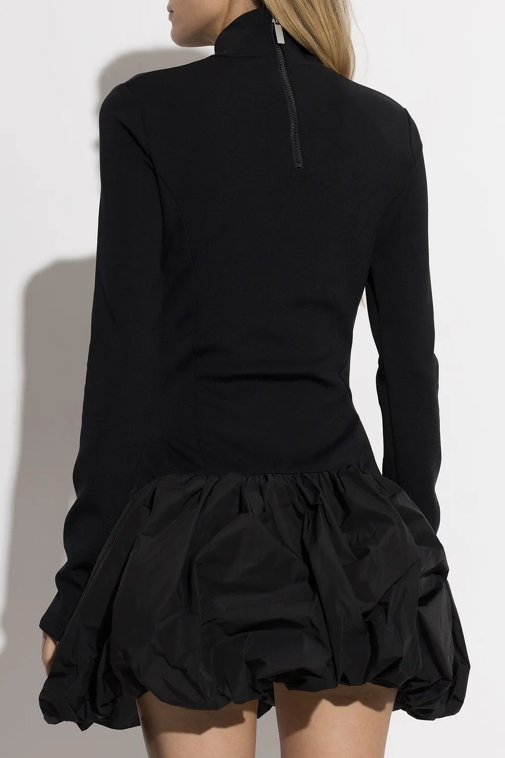 Off-White High Neck Long-Sleeved Dress