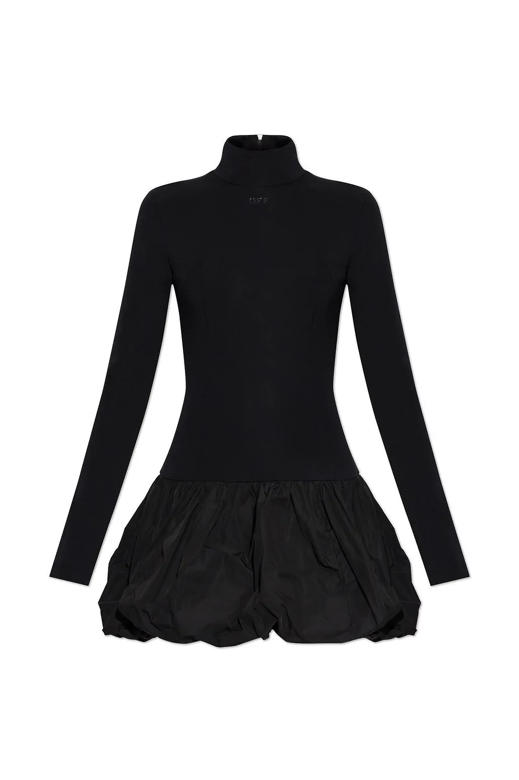 Off-White High Neck Long-Sleeved Dress