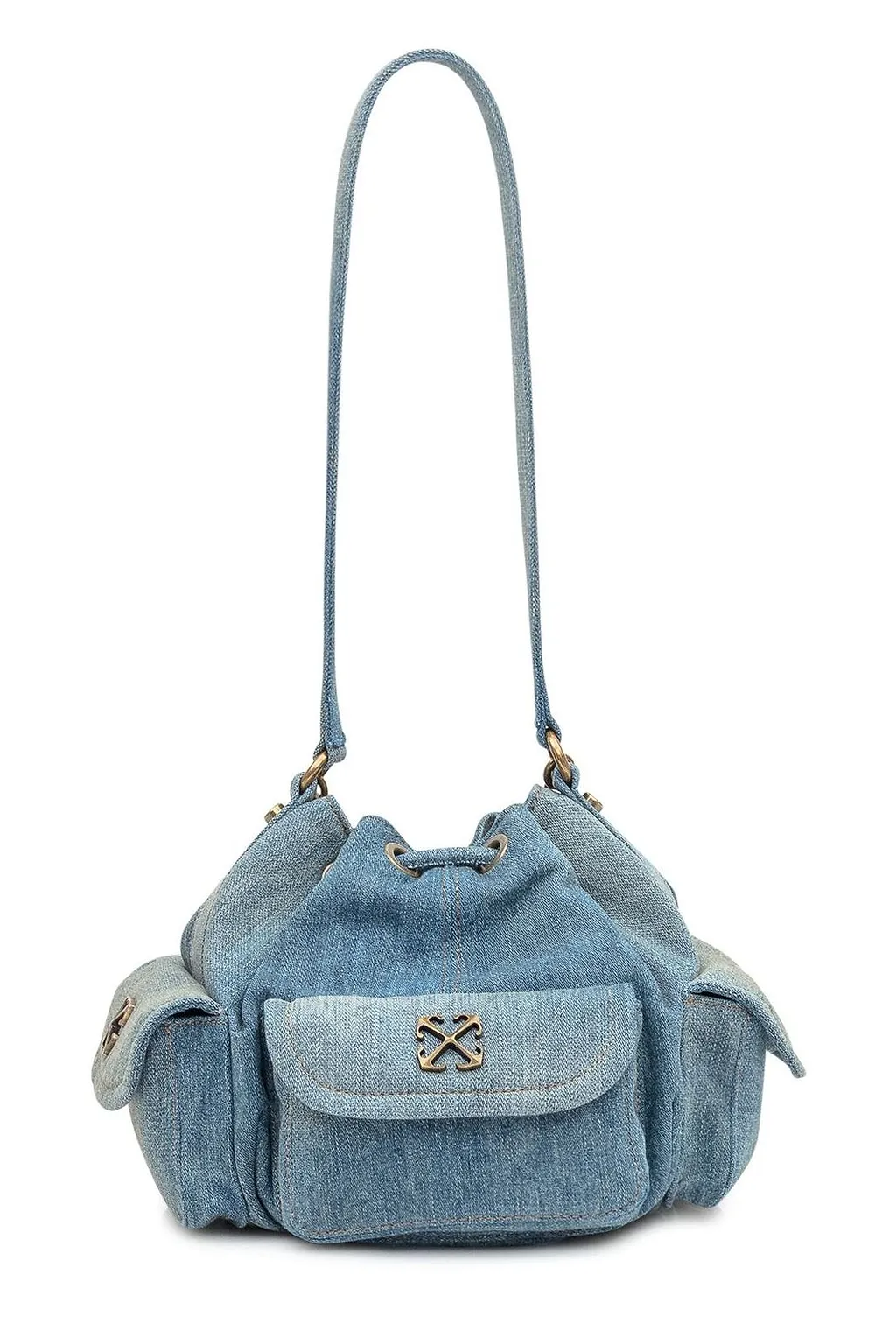 Logo Plaque Drawstring Shoulder Bag
