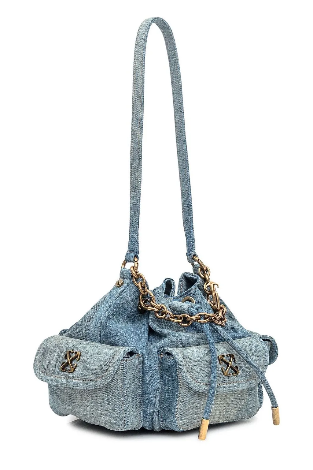 Logo Plaque Drawstring Shoulder Bag