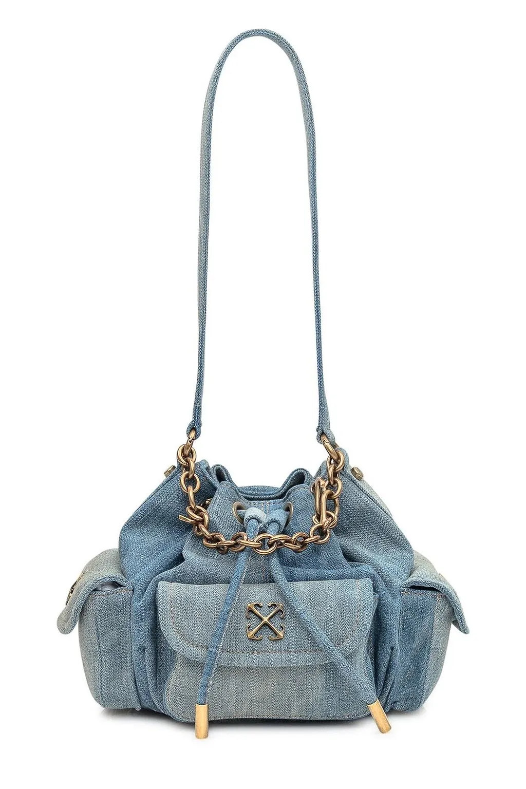 Logo Plaque Drawstring Shoulder Bag