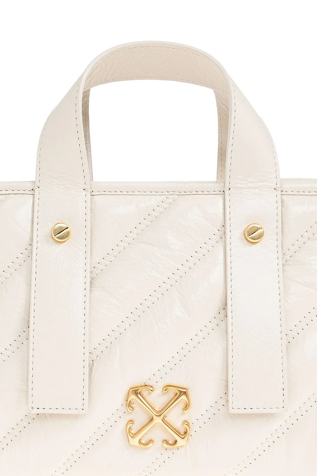 Logo Plaque Quilted Tote Bag