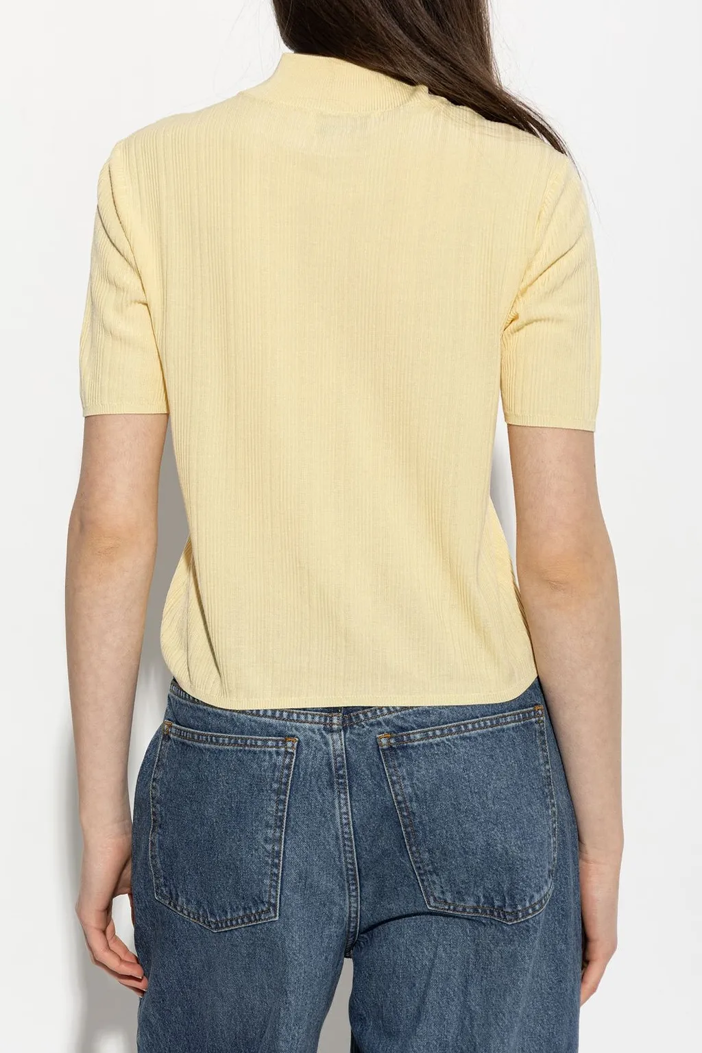 Laya Ribbed Mock-Neck Knitted Top