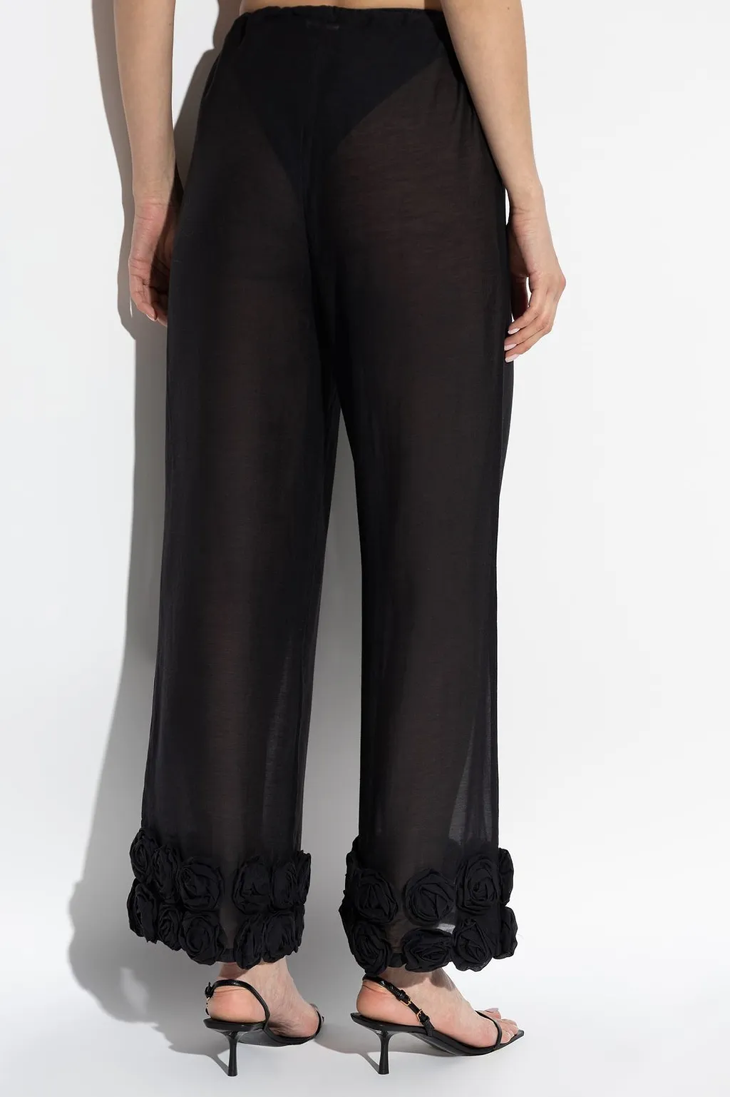 OsÉRee Straight-Leg Floral Embellished Beach Pants