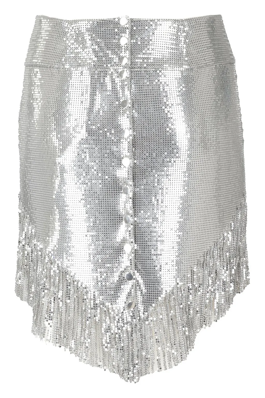Paco Rabanne Asymmetric Hem Fringed Mini Skirt