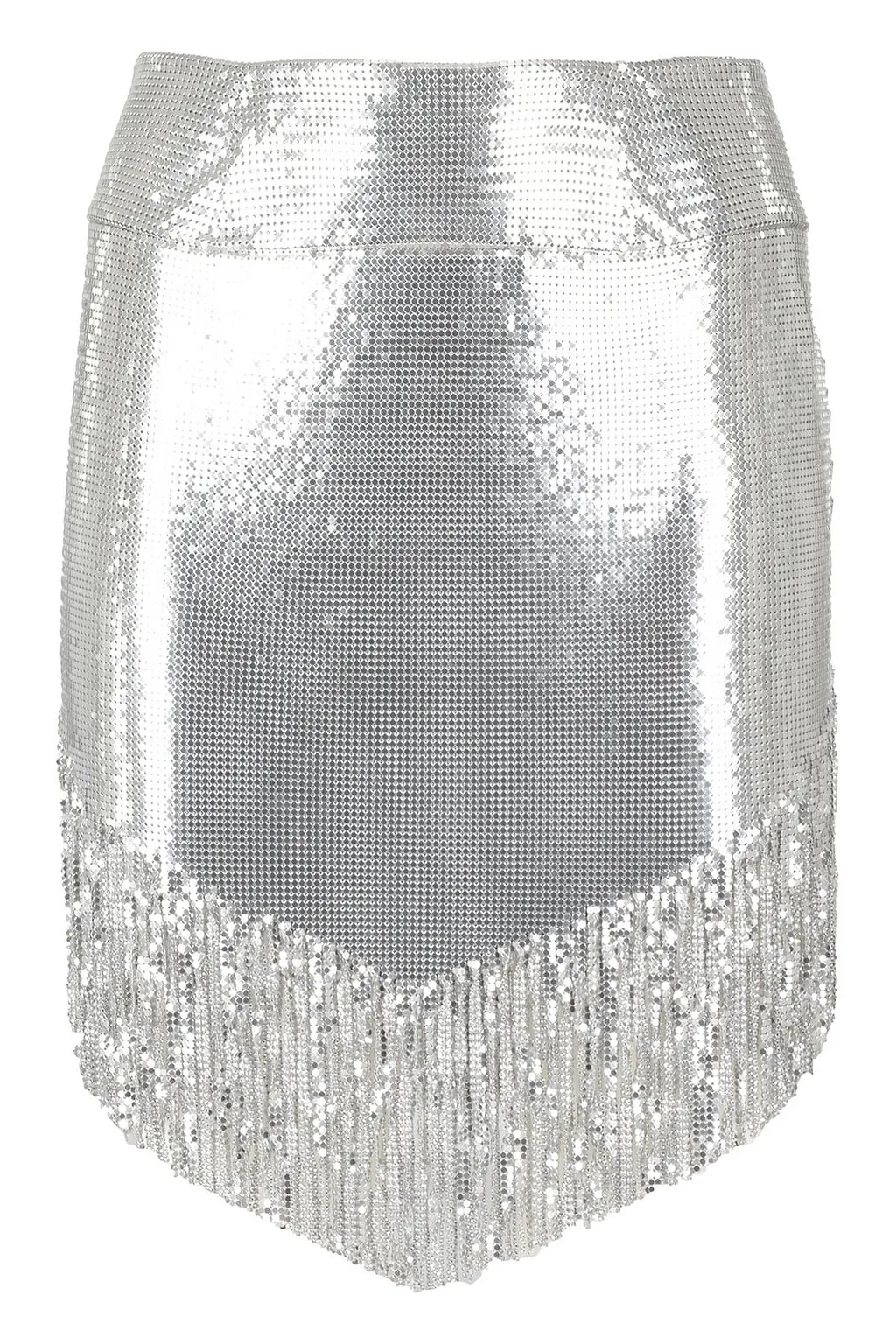 Paco Rabanne Asymmetric Hem Fringed Mini Skirt
