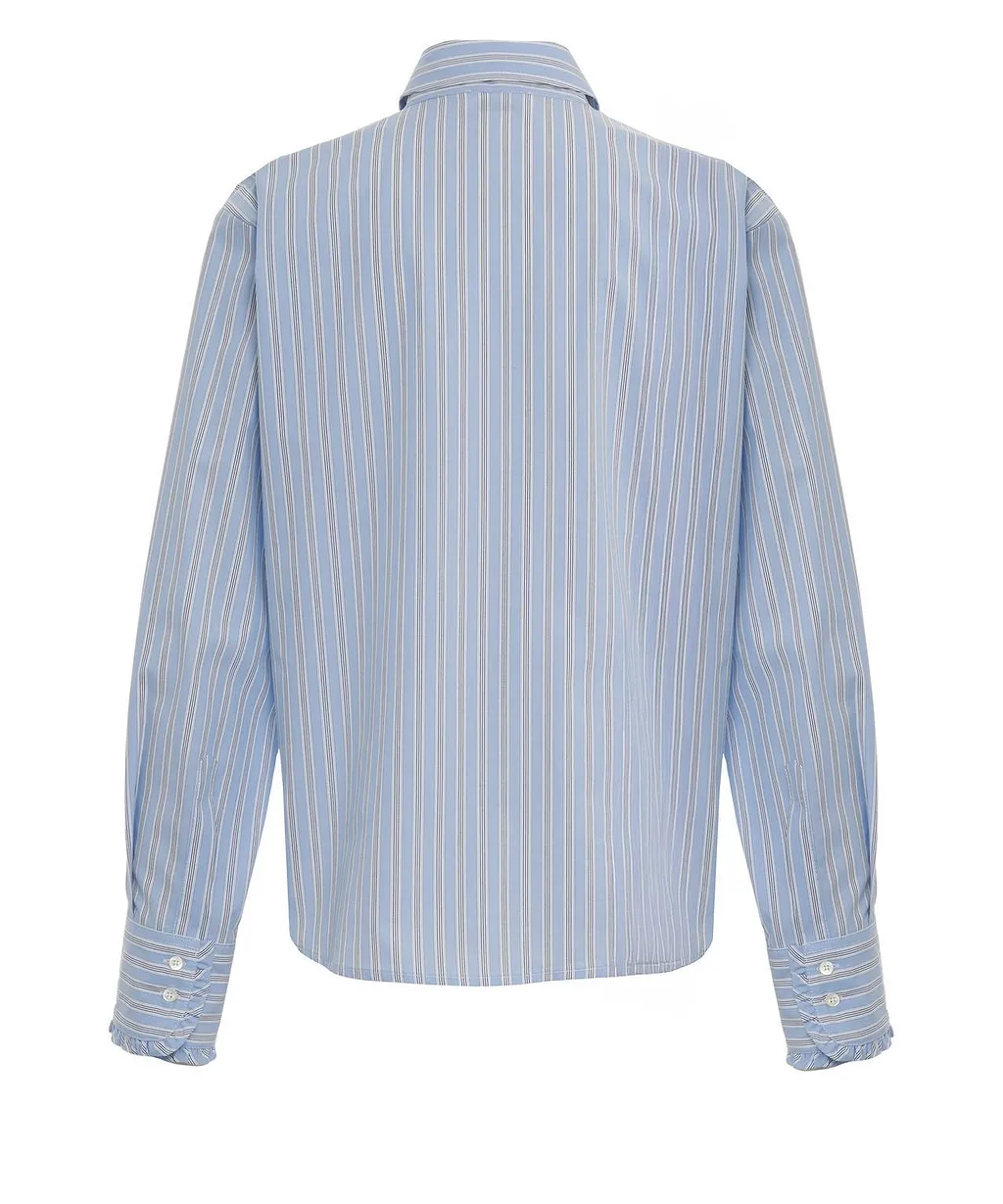 Ottod'ame Ruffled Striped Shirt