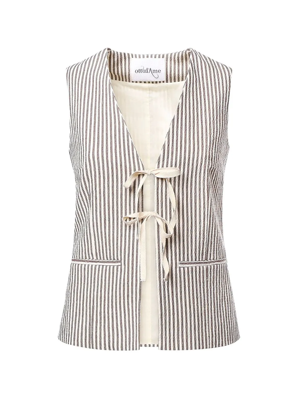 Ottod'ame Striped Tie-Front Top