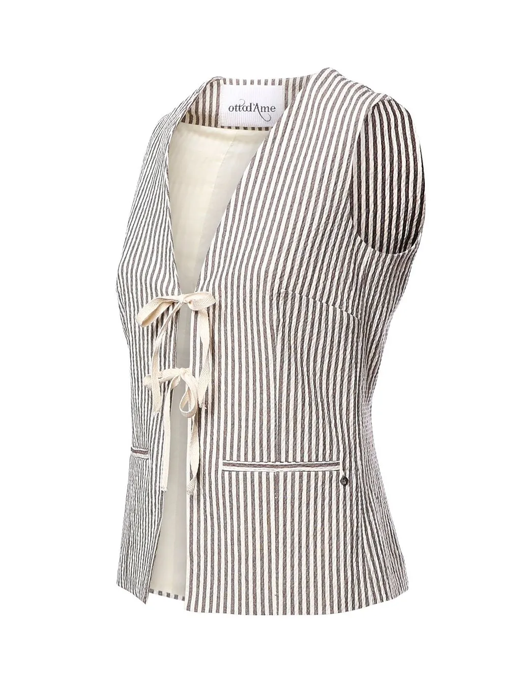 Ottod'ame Striped Tie-Front Top