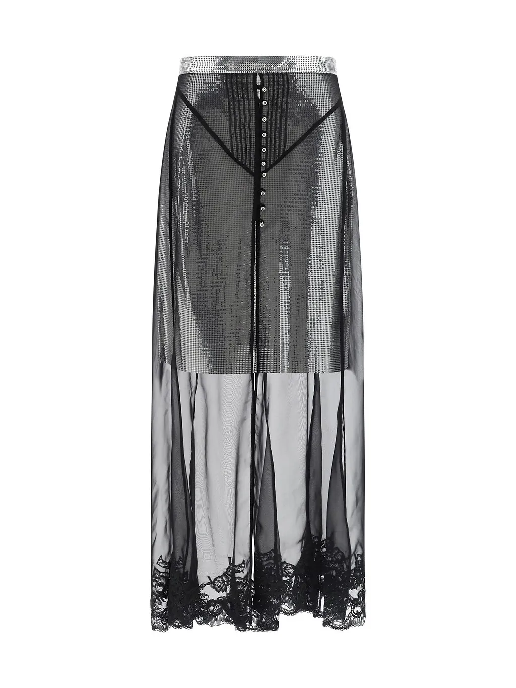 Paco Rabanne Semi-Sheer Jupe Long Skirt