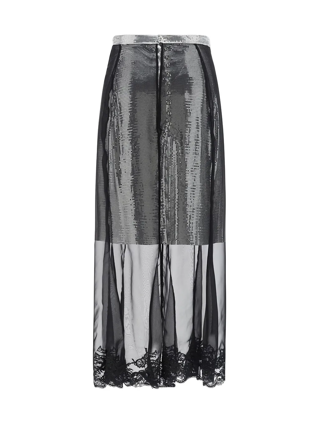 Paco Rabanne Semi-Sheer Jupe Long Skirt