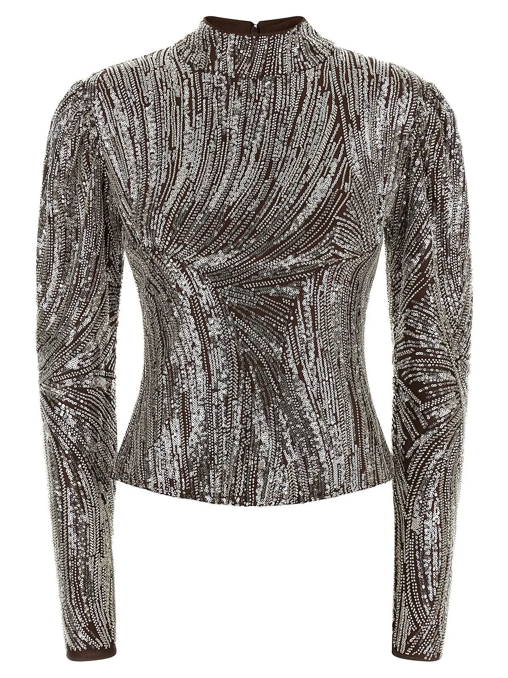 Paco Rabanne Sequin Wave Long Sleeve Top