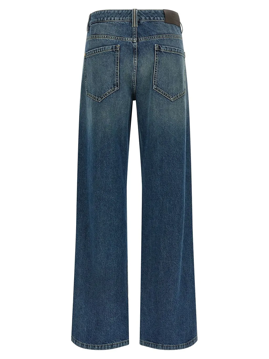 Brunello Cucinelli Logo Patch Wide Leg Jeans