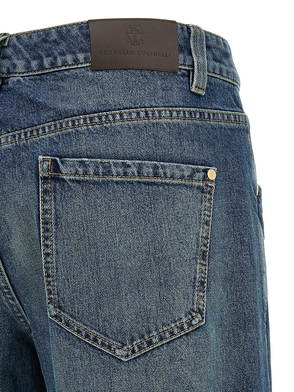 Brunello Cucinelli Logo Patch Wide Leg Jeans