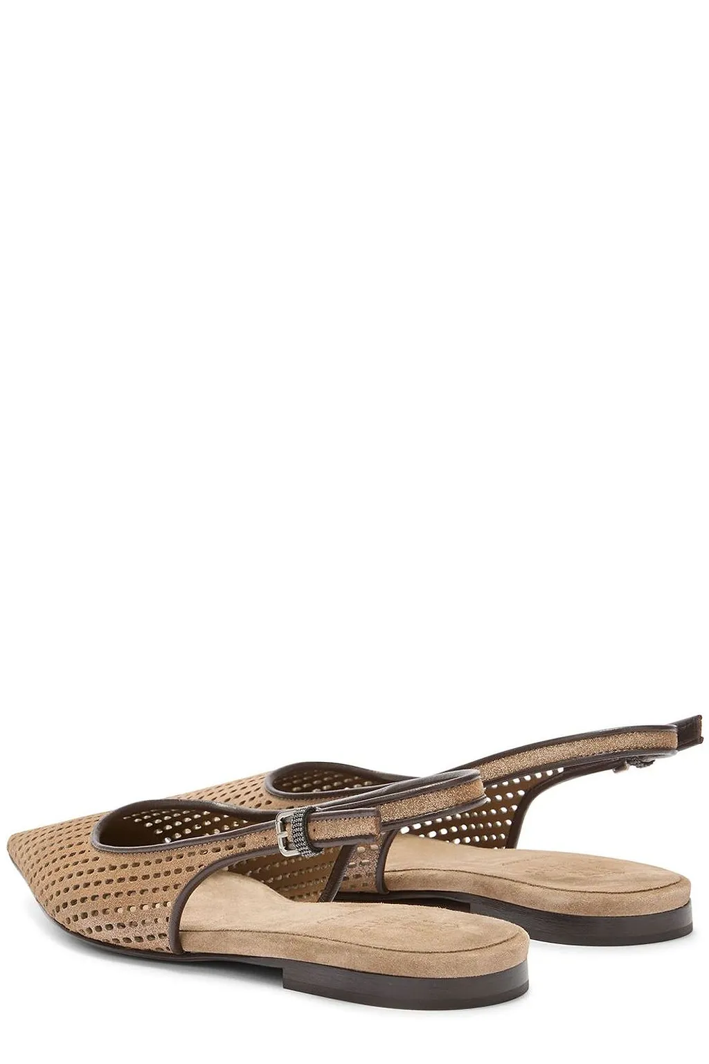 Brunello Cucinelli Perforated Slingback Flat Shoes